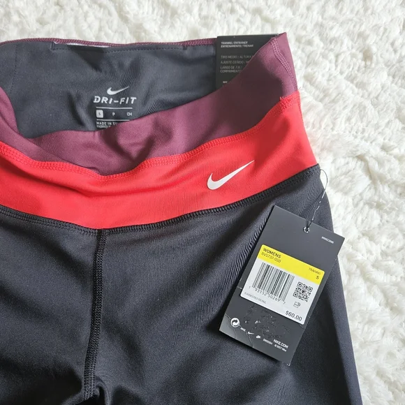 Nike Power Women’s Black/Red/Wine 7/8 Training Tights (BV5737-010) Size SMALL - Picture 4 of 4